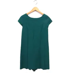トゥモローランドコレクション TOMORROWLAND collection フレア ワンピース ひざ丈 シルク混 ボートネック コットン混 半袖 38 緑 グリーン /NT34