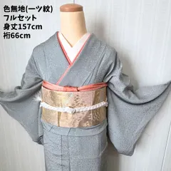 【卒業式・入学式参列に】色無地 フルセット 正絹 一ツ紋 地紋 グレー 身丈157cm 裄66cm 卒業式 入学式 お茶会 結婚式