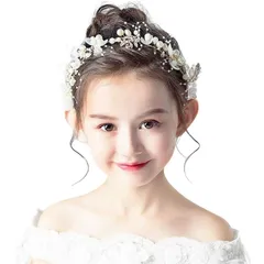 新商品 ヘアアクセサリー ヘッドドレス 子供 花嫁 花冠 女の子 クラウン フラワー カチューシャ ヘアバンド パーティー パール 結婚式 ウェディング 発表会 入学式 髪飾り 卒業式 白色