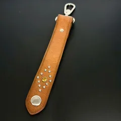 極美品 レザー アメカジ スタッズ ループ キーリング キーホルダー ブラウン