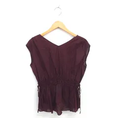 ナノユニバース nano universe ブラウス カットソー リボン 浅めVネック ノースリーブ 38 赤紫 ボルドー /TT24