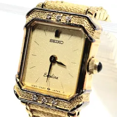 【ジャンク】SEIKO セイコー エクセリーヌ 1E20-0520 6Pダイヤ クオーツ 腕時計