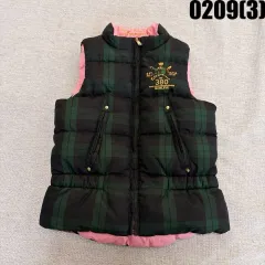 6X ポロラルフローレン キッズ リバーシブル チェック ピンク ダウン ベスト 0209(3)