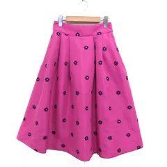 レディアゼル REDYAZEL 花刺繍 タック フレアスカート ロング ミモレ丈 M ピンク /FT24