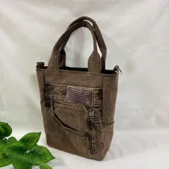 ハンドバッグ　トートバッグ　デニムリメイク　ハンドメイド　茶　ブラウン　2way