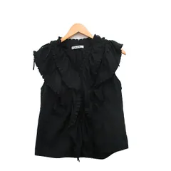 スナイデル SNIDEL シャツ ブラウス 半袖 フリル リボン ワンサイズ ブラック 黒 /KT24