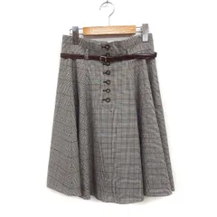 エフデ ef-de グレンチェック フレアスカート ひざ丈 ベルト 9 グレー 灰 /FT5