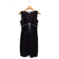 レベッカテイラー rebecca taylor ベロア ドット柄 ワンピース ノースリーブ ロング Vネック レース 4 ブラウン 茶 /FT43