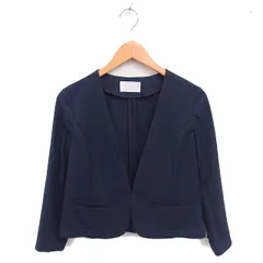 エニィスィス エニシス anySiS ノーカラー ジャケット 薄手 裏地無し 無地 シンプル 3 ネイビー 紺 /TT