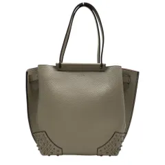 美品 トッズ ウェーブトートバッグ ハンドバッグ 肩掛け 手持ち鞄 ロゴ スタッズ レザー グレージュ レッド TOD'S 上品 洗練 デイリー 定番