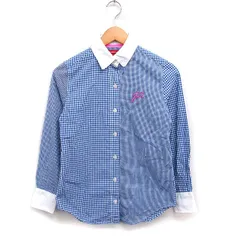 トミーガール tommy girl 国内正規品 ギンガムチェック シャツ 長袖 ロゴ刺繍 コットン 綿 M ブルー 青 /FT11