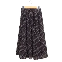 ジャスグリッティー JUSGLITTY チェック柄 ギャザー フレアスカート ロング丈 1 ブラウン 茶 /FT36