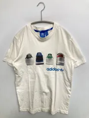 adidas Tシャツ/カットソー XS アイボリー 前面プリント ブランドロゴ ミドル丈 半袖 クルーネック(丸首)