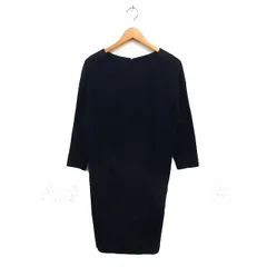 アイシービー iCB 切替 ワンピース 7分袖 ロング ボートネック 無地 9 ネイビー 紺 /FT17