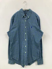 Ralph Lauren シャツ/ブラウス S ブルー コットン チェック柄 ワンポイント ブランドロゴ ミドル丈 長袖 ボタンダウン