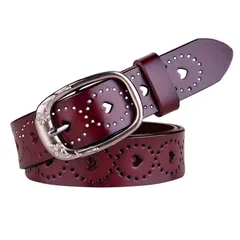 【特価商品】[F.ZH] ベルト レディース 本革 レディースベルト ハート柄 牛革 耐久性 軽くて 柔らかい レザーベルト ビジネス カジュアル兼用 belt 長さ調整可 おしゃれ 誕生日 プレゼント