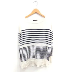 バンヤードストーム BARNYARDSTORM ニット セーター ボーダー ボートネック シルク混 長袖 1 ライトベージュ ネイビー 薄茶 紺 /TT