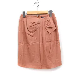 ジャスグリッティー JUSGLITTY リボン タイトスカート ミニ スリット 無地 ウール 1 ライトブラウン 薄茶 /FT39