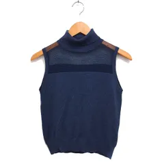 フレイアイディー FRAY I.D タートルネック ニット セーター ノースリーブ 切替 F ネイビー 紺 /FT39