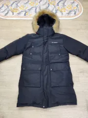 コロンビア メンズ ブラック ダウンジャケット ロング丈 フード ファー100