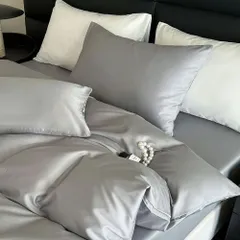【特価商品】超長綿 100番手双糸 400本高密度生地 ホテル仕様 サテン織り 防ダニ 掛けふとんカバー ふとんカバー 綿100％ 布団カバー シルクのような肌触り シングル 北欧 滑らか 柔らかい 掛け布団カバー (150ｘ210cm グレー)