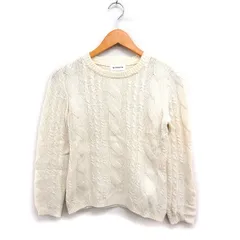 ブレンへイム BLENHEIM ケーブル編み ニット セーター 長袖 丸首 ウール 36 アイボリー 白 /FT35