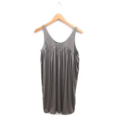 エディション Edition トゥモローランド チュニック ワンピース フレア とろみ素材 光沢 薄手 ノースリーブ 38 グレー /TT