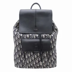 極美品 2020年製 クリスチャンディオール Christian Dior MOTION OBLIQUE JACQUARD モーション オブリーク ジャガード バックパック リュック デイパック トロッター ロゴ カバン 鞄 バッグ 黒 ブラック ネイビーのサムネイル