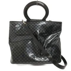 セリーヌ CELINE ヴィンテージ ショルダー トートバッグ マカダム柄 エナメル MC99/2 オールドセリーヌ ブラック系 ☆AA★