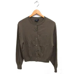 セオリー Theory ウール カーディガン ニット リブ ワイド リブ ハイゲージ 長袖 S カーキ /NT25