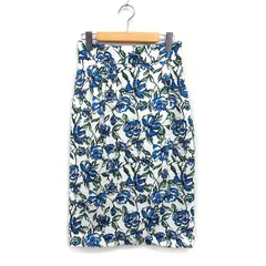 ジャスグリッティー JUSGLITTY フラワージャガード タイトスカート ロング ミモレ丈 1 ホワイト 白 ブルー 青 /FT41