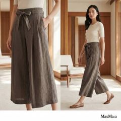 美品】Max Mara マックスマーラ リネンワイドパンツ42 - メルカリ