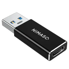 NIMASO USB Type C（メス）to USB 3.0（オス）変換アダプタ【両面USB 3.0 高速データ伝送】QC3.0 高速充電 スマホ/パソコンなどに対応 usb c 変換コネクタ Black NAD22A437