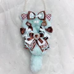 10cm おすわり ちびぐるみ ぬい服 着ぐるみ 水色 猫耳 推しぬい #20