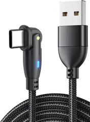オーディオファン USB Type Cケーブル 2m Ｌ字型 180度回転 急速充電 高速データ転送 ケーブル 強化TPE製 USB Cケーブル USB-C機器対応 ブラック