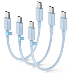 USB Type-C to C ケーブル 短い【20cm/3本セット】 PD対応 60W 急速充電＆データ転送 タイプｃ急速充電ケーブル 高耐久 断線を防ぎ 持ち運びに便利 iPhone 16/15シリーズ、iPad Pro/Air、Galaxy S ...