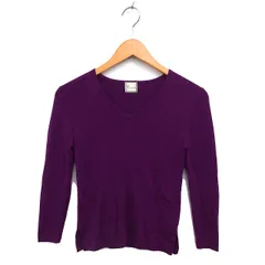 ティアラ Tiara Vネック ウール ニット カットソー スリット クロップド 長袖 紫 パープル /NT9