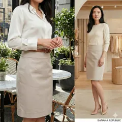 BANANA REPUBLIC【0】タイトスカート ベージュ 膝上 S 新品