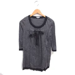 トゥービーシック TO BE CHIC チュニック ワンピース ボーダー リボン プルオーバー 七分袖 2 グレー ブラック 黒 /TT