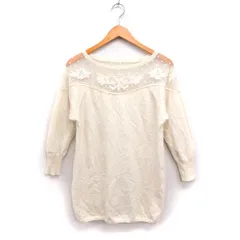 スナイデル SNIDEL シアージャガード 切替 ニット チュニック アンゴラ 長袖 F アイボリー 白 /FT7