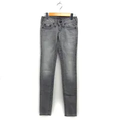 トゥルーレリジョン TRUE RELIGION スリム デニム ジーンズ ウォッシュ加工 コットン 綿 ローライズ 24 グレー /NT16