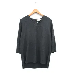 自由区 オンワード樫山 ニット セーター 七分袖 Vネック ウール シンプル 38 グレー 灰 /KT33