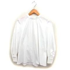プラステ PLST レース スタンドカラー シャツ ブラウス バックボタン 透け感 長袖 S 白 ホワイト /NT32
