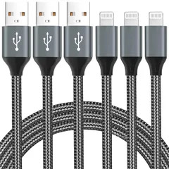 for iphone 充電 ケーブル【2025新版 MFi認証】2M 3本セット 純正 ライトニングケーブル ナイロン編 断線防止 to lightning ケーブル 高速データ転送 急速充電 &超高耐久 充電器 for iPhone 14/14 P ...