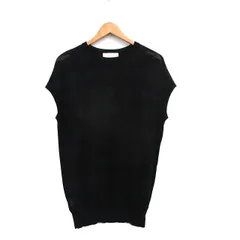 自由区 オンワード樫山 ニット セーター 半袖 千鳥格子 38 ブラック 黒 /KT10