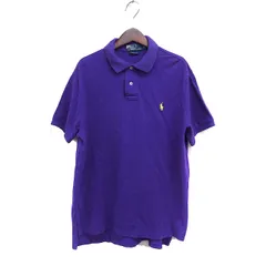 ポロ バイ ラルフローレン Polo by Ralph Lauren 国内正規品 ポロシャツ 半袖 ロゴマーク刺繍 鹿の子 コットン 綿 L パープル 紫 /FT35