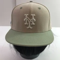 04w5986∞※【中古】 New Era ニューエラ 59FIFTY キャップ ニューヨーク・メッツ アイボリー/グリーン 7 5/8 60.6cm 【八王子店】