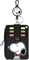 【数量限定】名札ケース ICカードケース 定期入れ 縦型 パスケース IDカードホルダー コインケース キャラクター 伸縮リール式【5枚収納】 スヌーピー