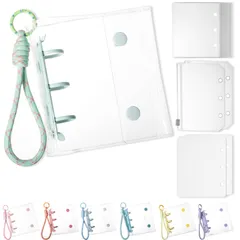 【特価商品】A8サイズ シールバインダー はがせる バインダー 女の子 シール帳 台紙 かわいい シール収納 シール帳 編み込みキーホルダー付き リフィル×20枚 チャック付きボケット×2枚 透明 下敷き×2枚 (グリーン A8)