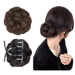 【在庫処分】クリップ式 自然 簡単装着 シニヨン つけ毛 (ライトブラウン) お団子ウィッグ